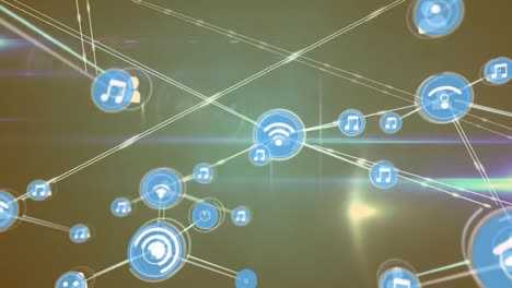 animation of network of connections with digital icons