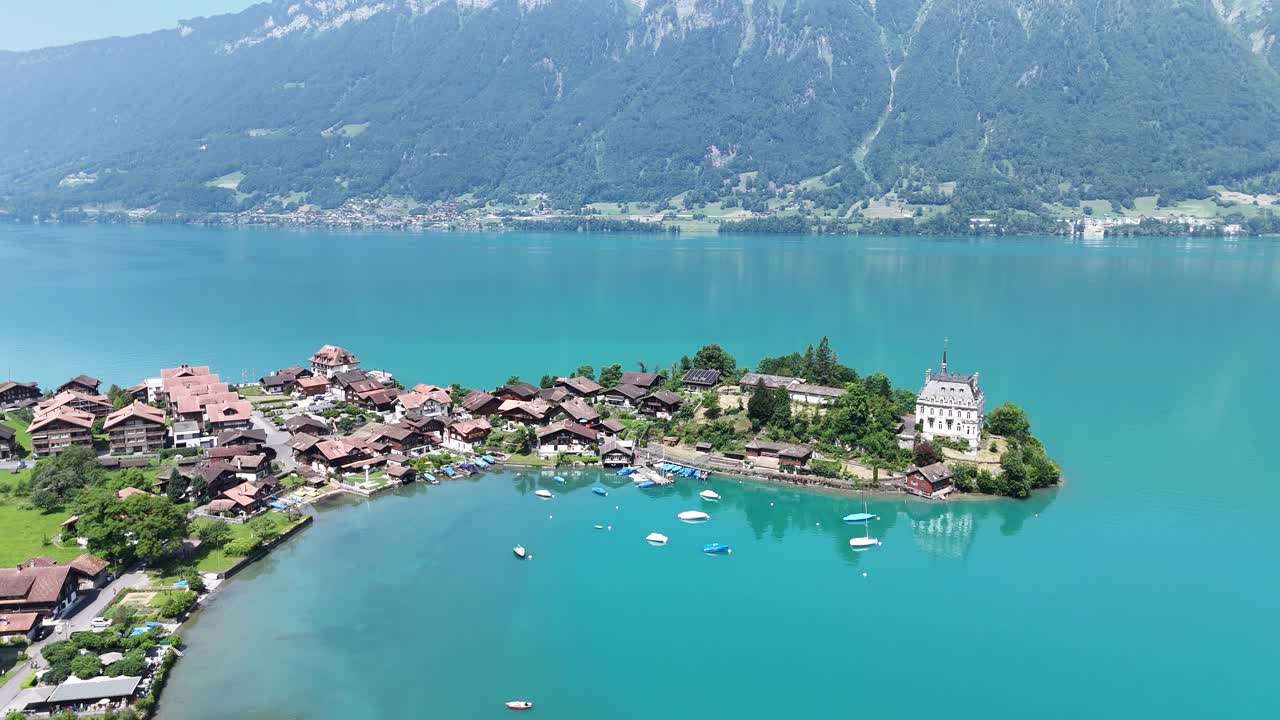 Iselwalt village Switzerland Lake Brienz drone,aerial