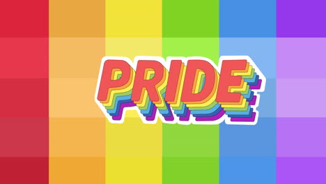 animación del texto del orgullo sobre las rayas del arco iris