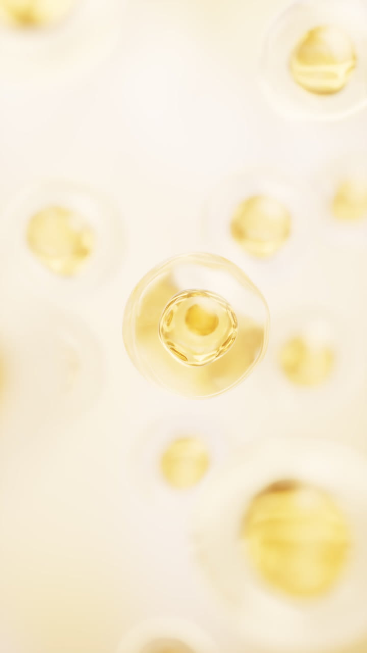 Cella trasparente con concetto di biotecnologia e cosmetica, rendering 3D