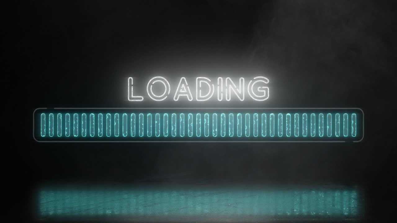 파란색 반 ⁇ 이는 네온 로딩 진행 바 아이콘 연기 또는 안개 효과