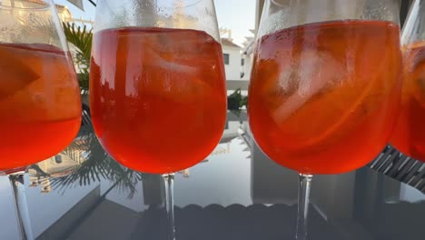 aperol spritz cocktails on a terrace