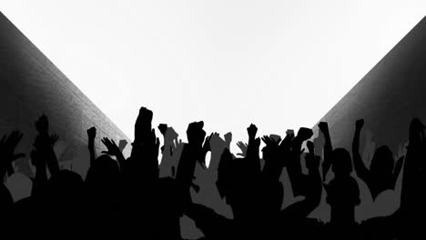 animation of people silhouettes cheering on stadium