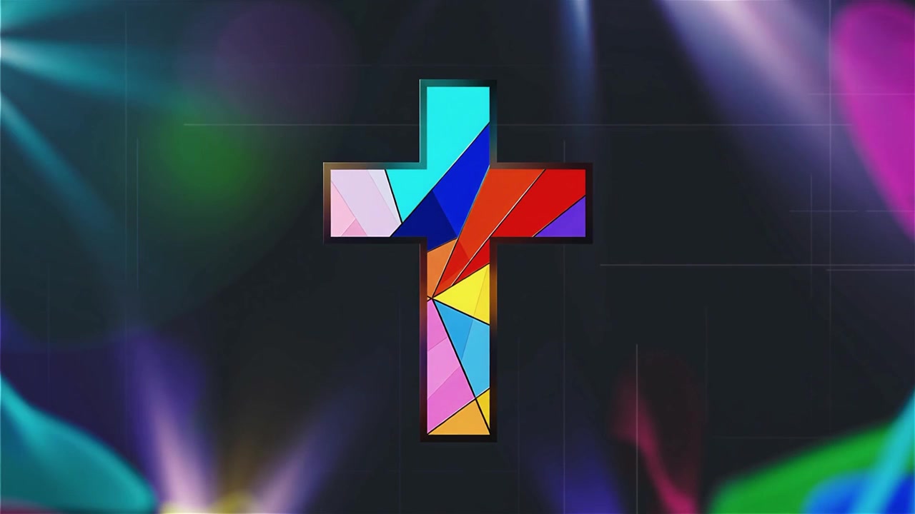 Christliches Kreuz, himmlisches Licht, Anbetungshintergrund.