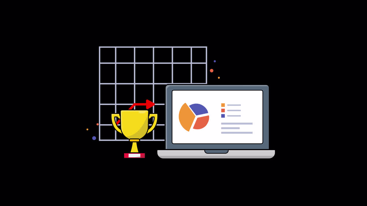 Animated Business Success with Data Charts and Trophy | Premium Stock ...