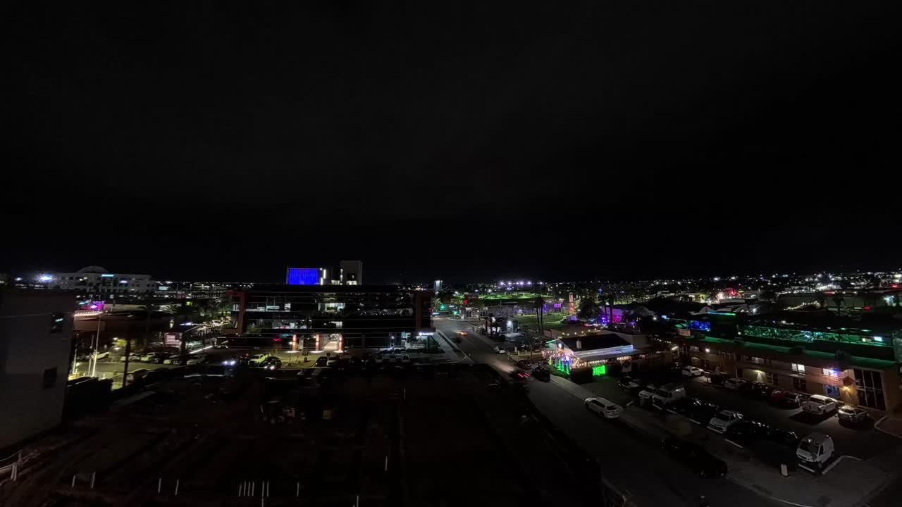 Panning Chandler Arizona Night Time Lapse of downtown city streets.