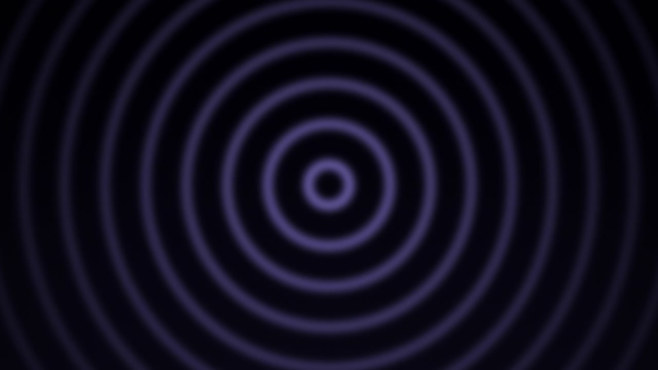 A bright central light source expands with radiating purple concentric circles on a dark digital background, conveying technology and communication themes.