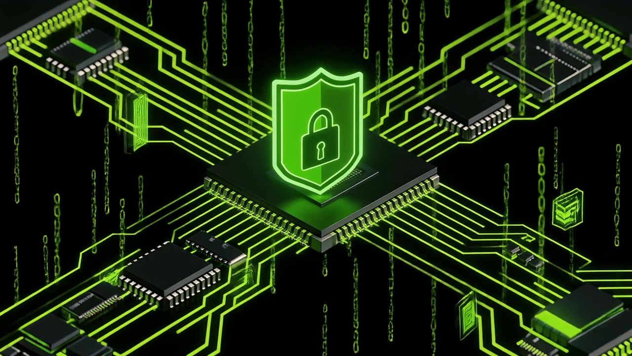 Cybersecurity Shield Protecting a Central Processor on a Digital Circuit Board
