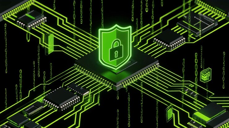Cybersecurity Shield Protecting a Central Processor on a Digital Circuit Board