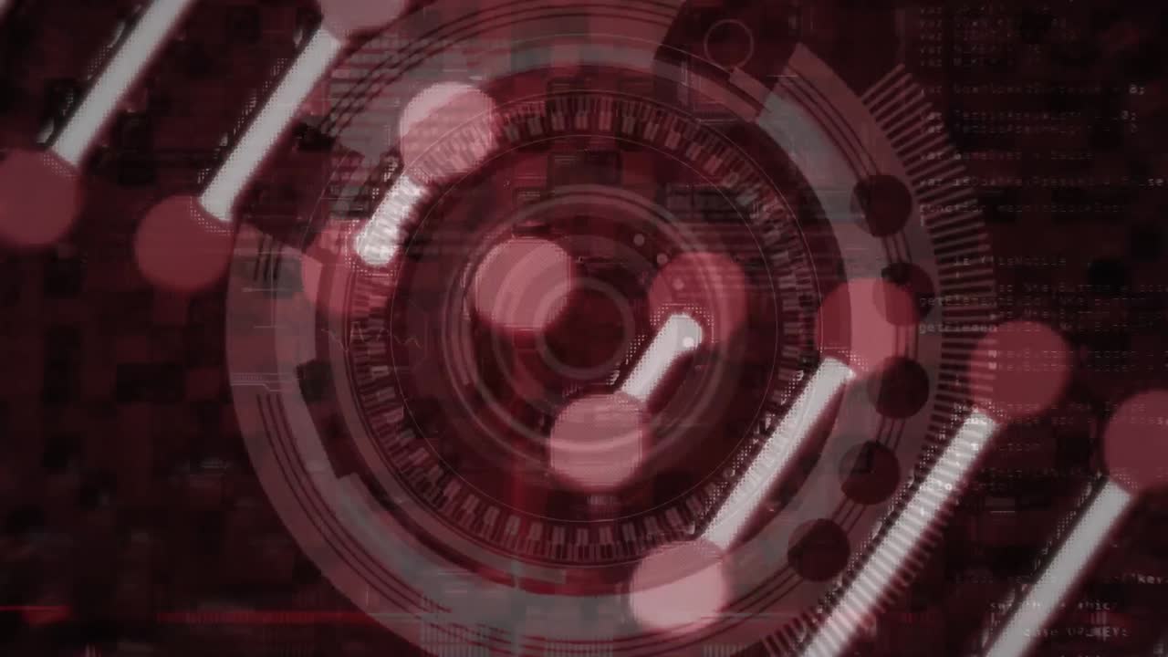 Animazione di un filamento di DNA a doppia elica che ruota su uno scanner in funzione sullo sfondo.