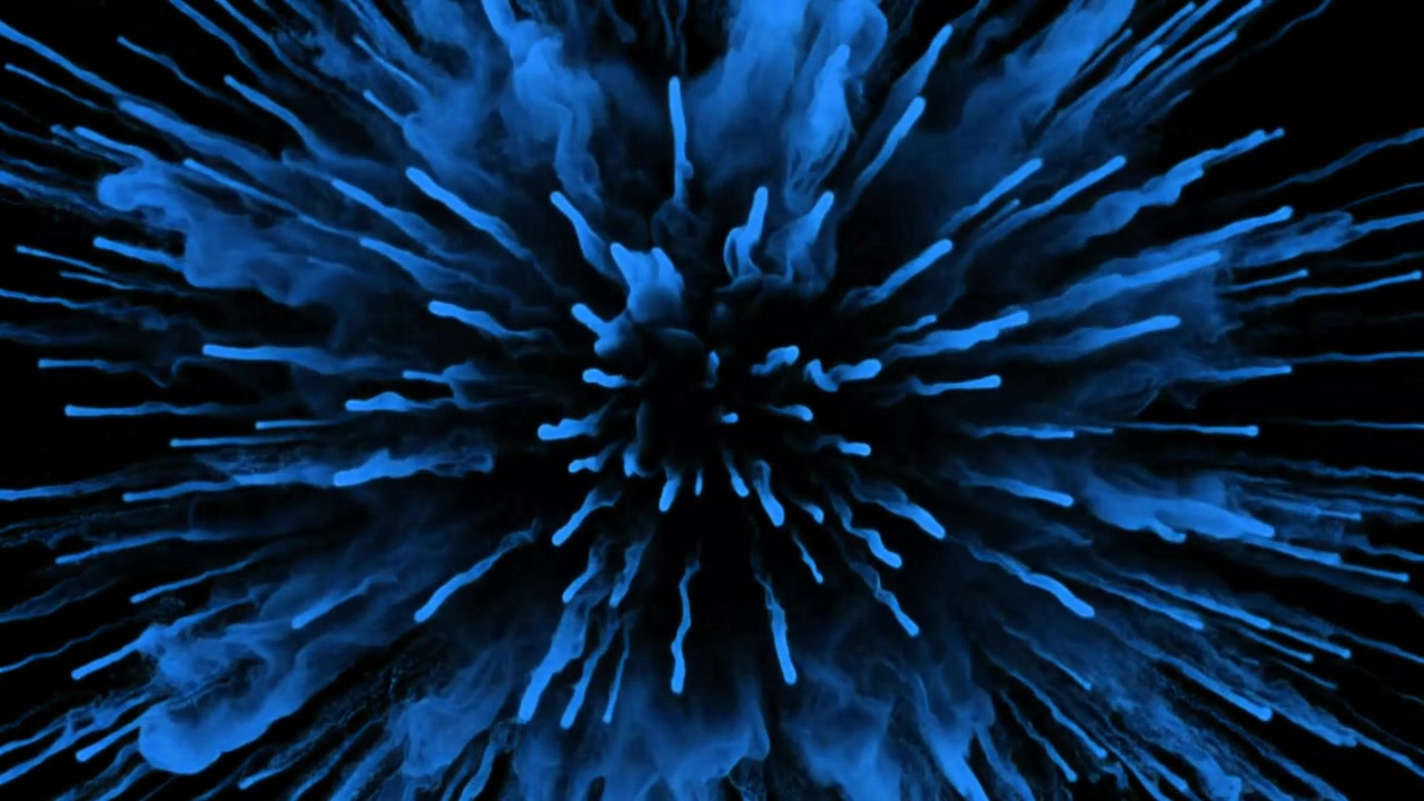Abstract Blue Particle Explosion on Black Background