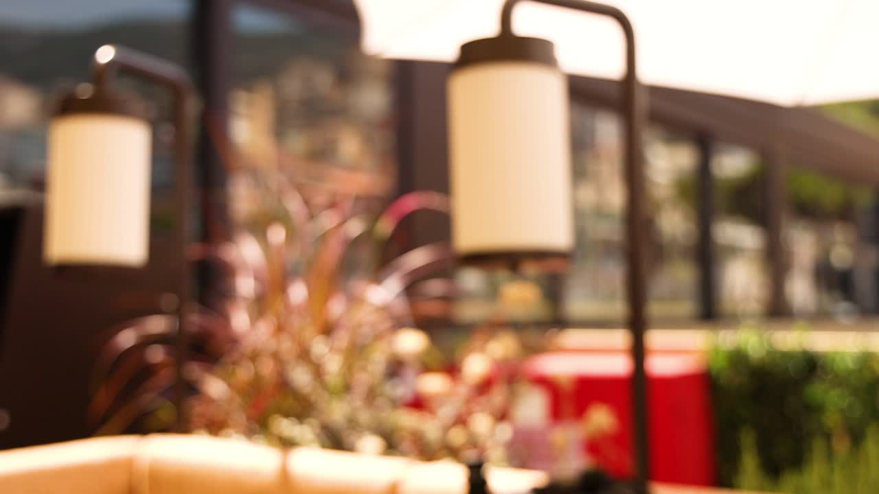 몬테 카를로 에 있는 레스토랑 의 흐릿 한 전망