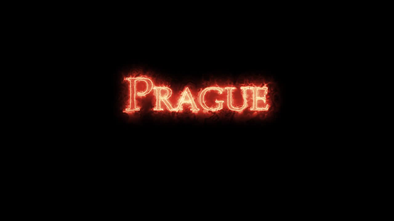 Prague written with fire. Loop