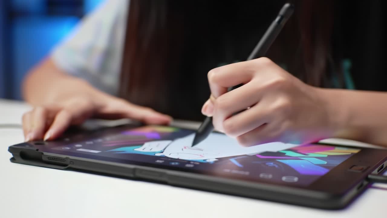A Creative Journey: Capturing the Dynamic Process of Digital Illustration as an Artist Uses a Tablet to Enhance Their Artistic Vision and Skills