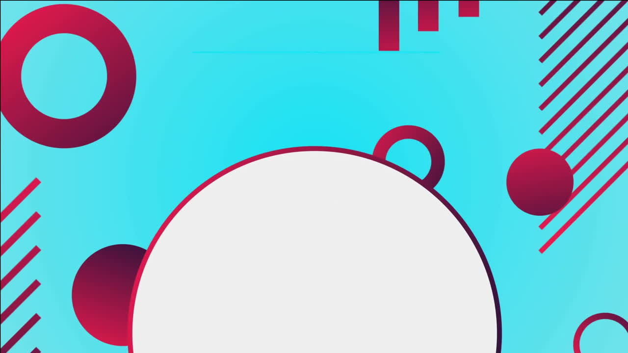 Wow text animation over colorful abstract shapes on blue background