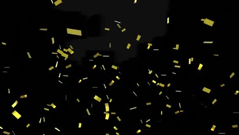 Animation-of-gold-confetti-falling-on-black-background