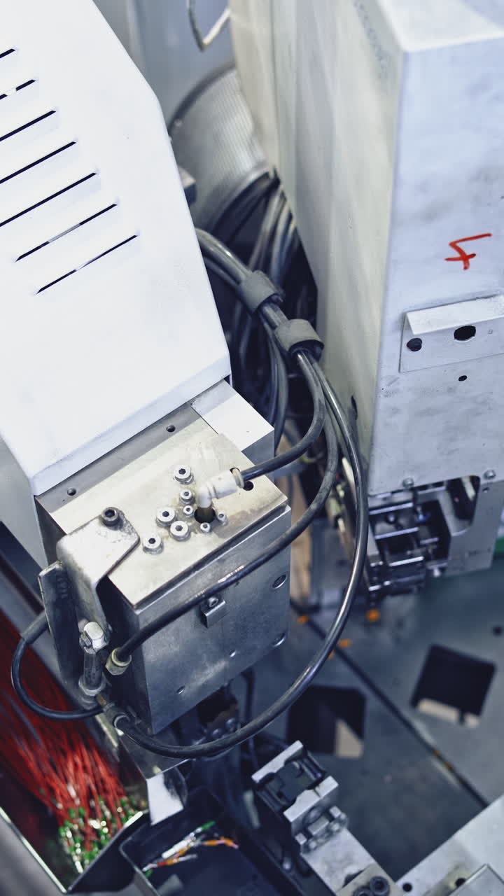 View of modern machine at workshop Vertical video