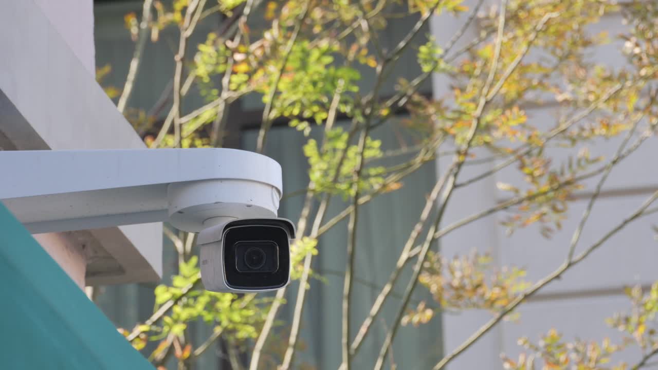 Security Camera Mounted on Building Exterior