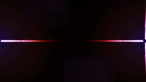 animation of glowing pink energy currents moving to centre from left and right, on black