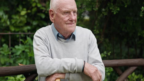 portrait of a senior man in his garden