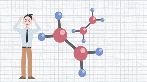 Animation-of-man-talking-over-chemical-structures-icons