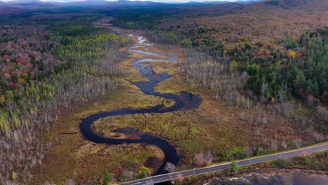 side pan of a river in upstate new york surrounded with fall foliage