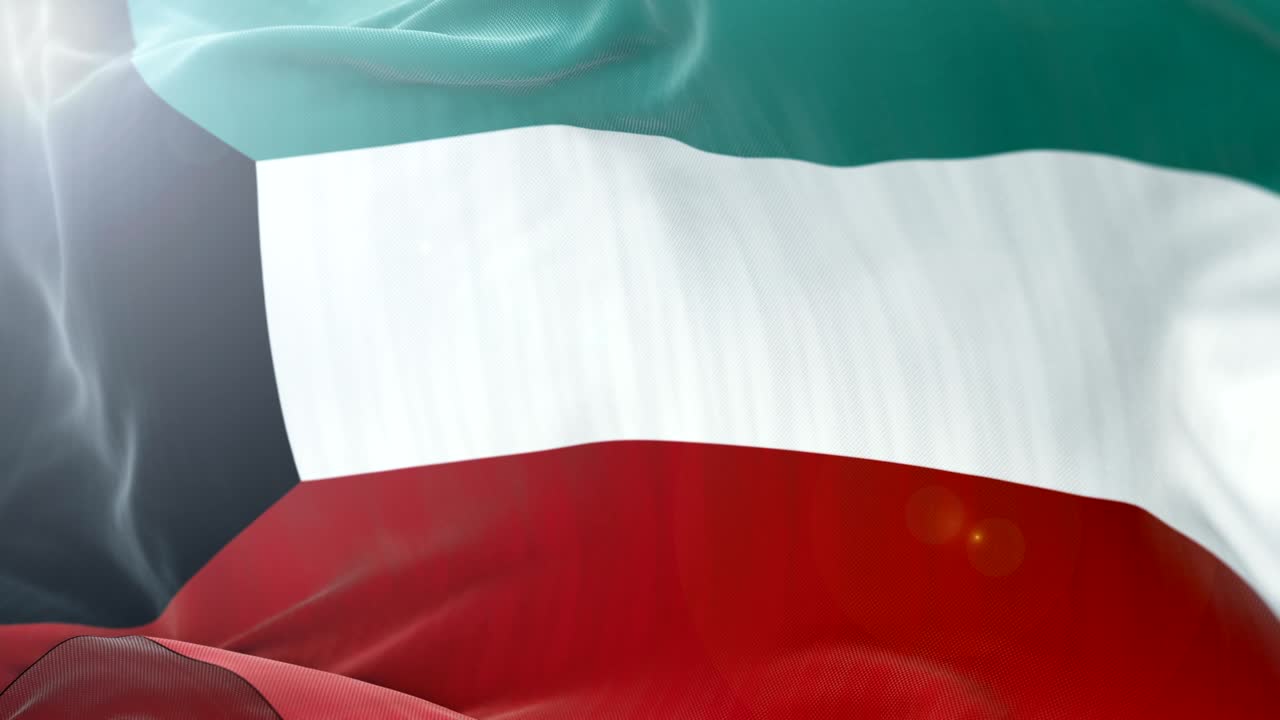 la bandera de kuwait se agita lentamente en el fondo. 4k se agita de cerca la bandera. bucle sin costuras