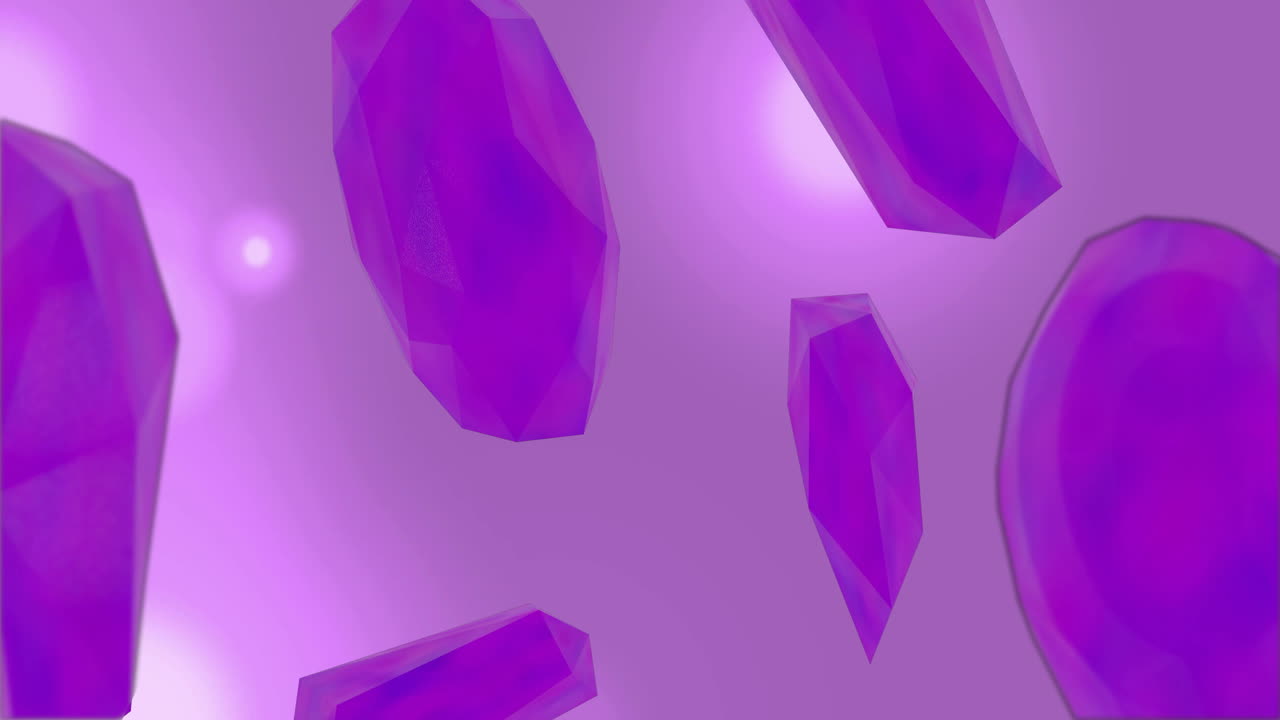 Purple geometric shapes floating, abstract animation on light purple background