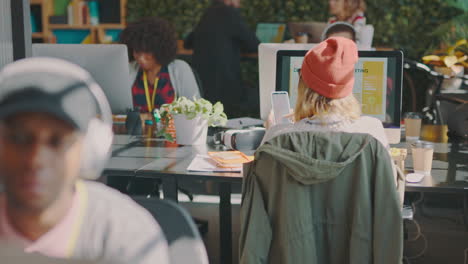 back of employee, creative startup