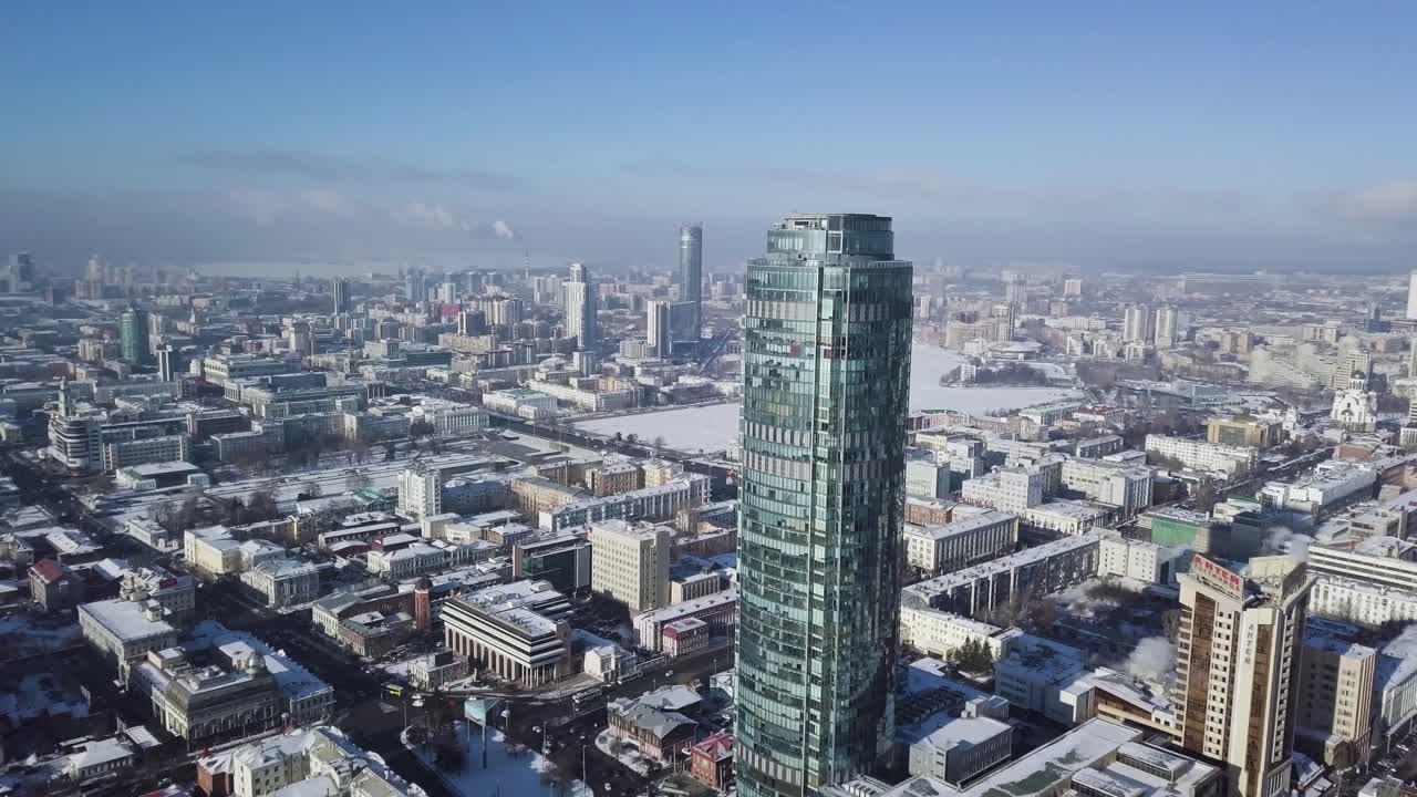 겨울 에 도시 의 공중 사진