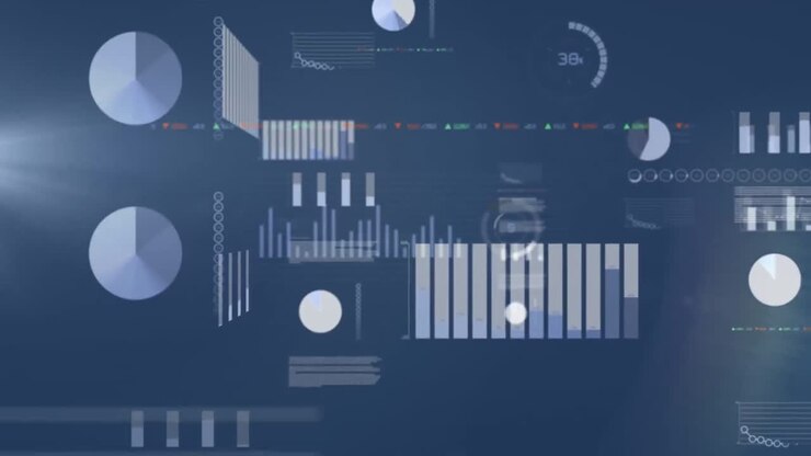 Animation of data processing in blue background