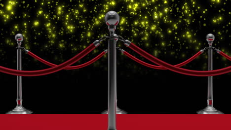 animación de puntos brillantes de luz que caen sobre el fondo de la alfombra roja