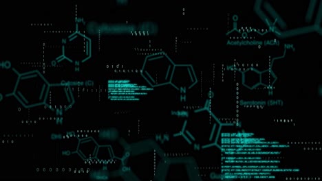 animación del procesamiento de datos sobre un fondo negro