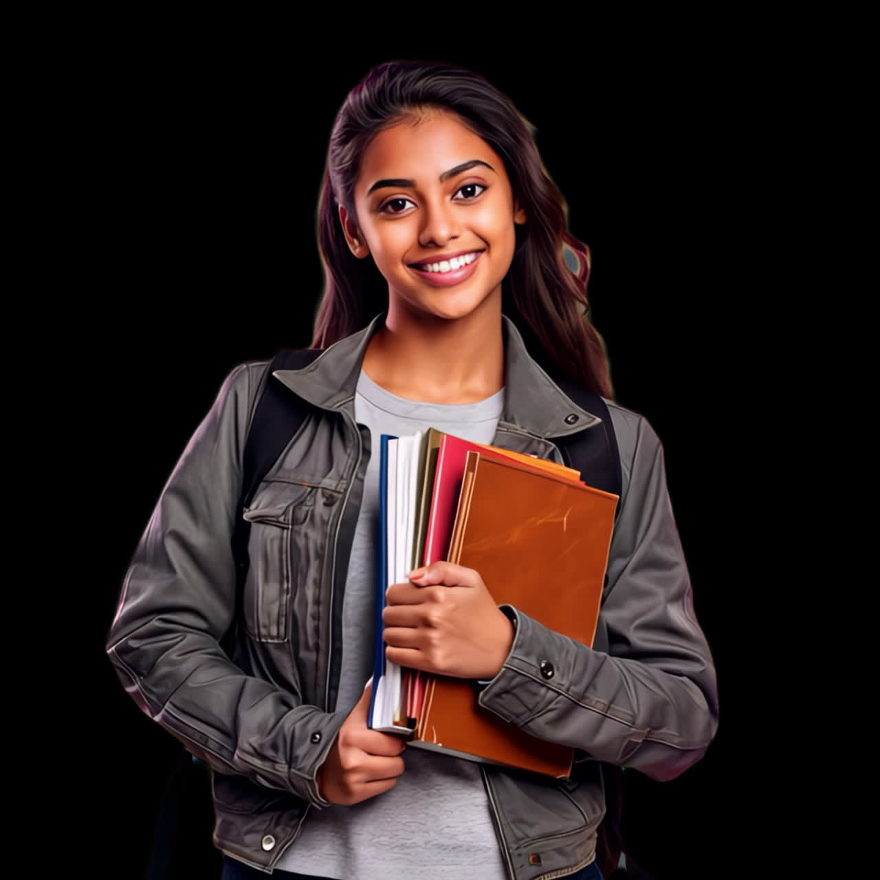 Uno studente con libri e uno zaino