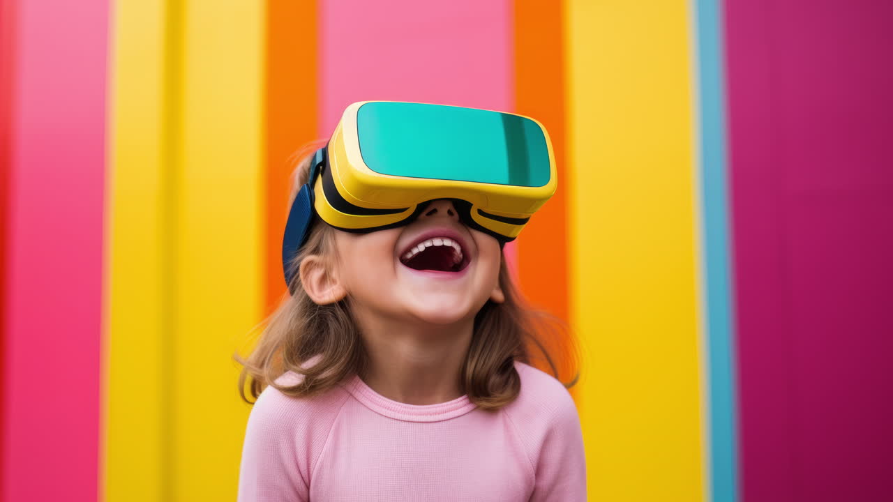 bebés y niños pequeños que usan auriculares vr hechos con ai