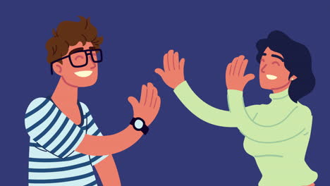 happy young couple characters animation
