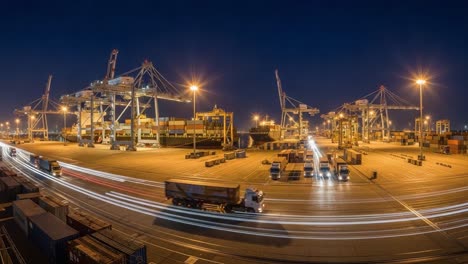 night operations at a global shipping container port