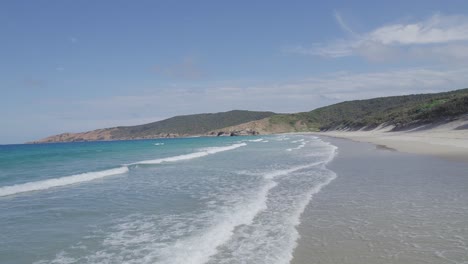 beautiful blue waves of the great keppel island in australia