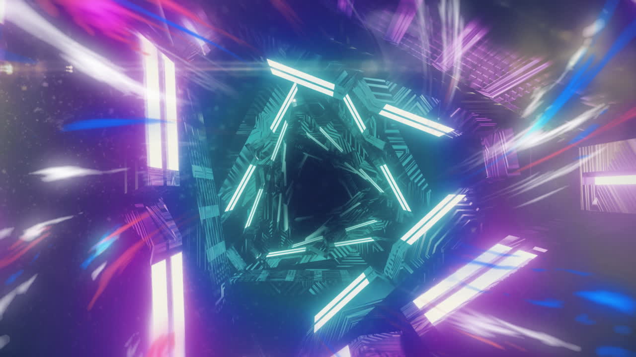 animación de un túnel de neón girando sobre un fondo negro