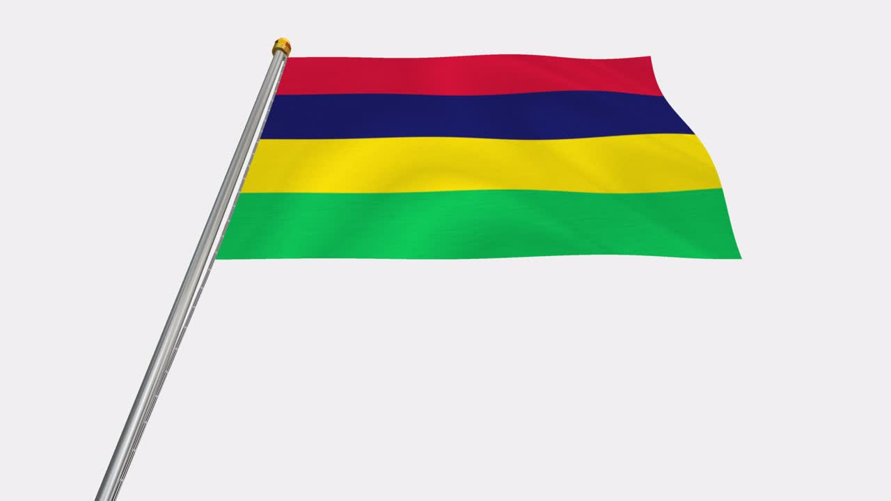 video de bucle de la bandera de mauricio revoloteando en el viento, video en cámara lenta de 4k, con canal alfa