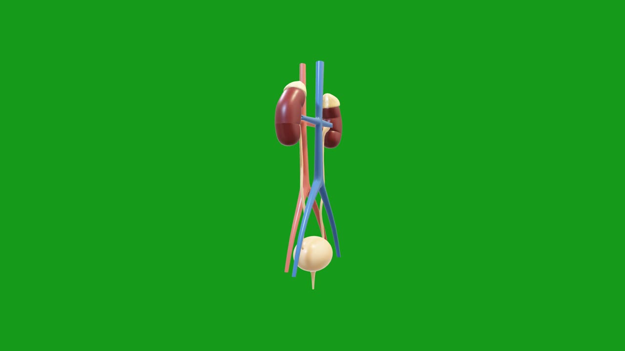 Rotating urinary tract green screen motion graphics
