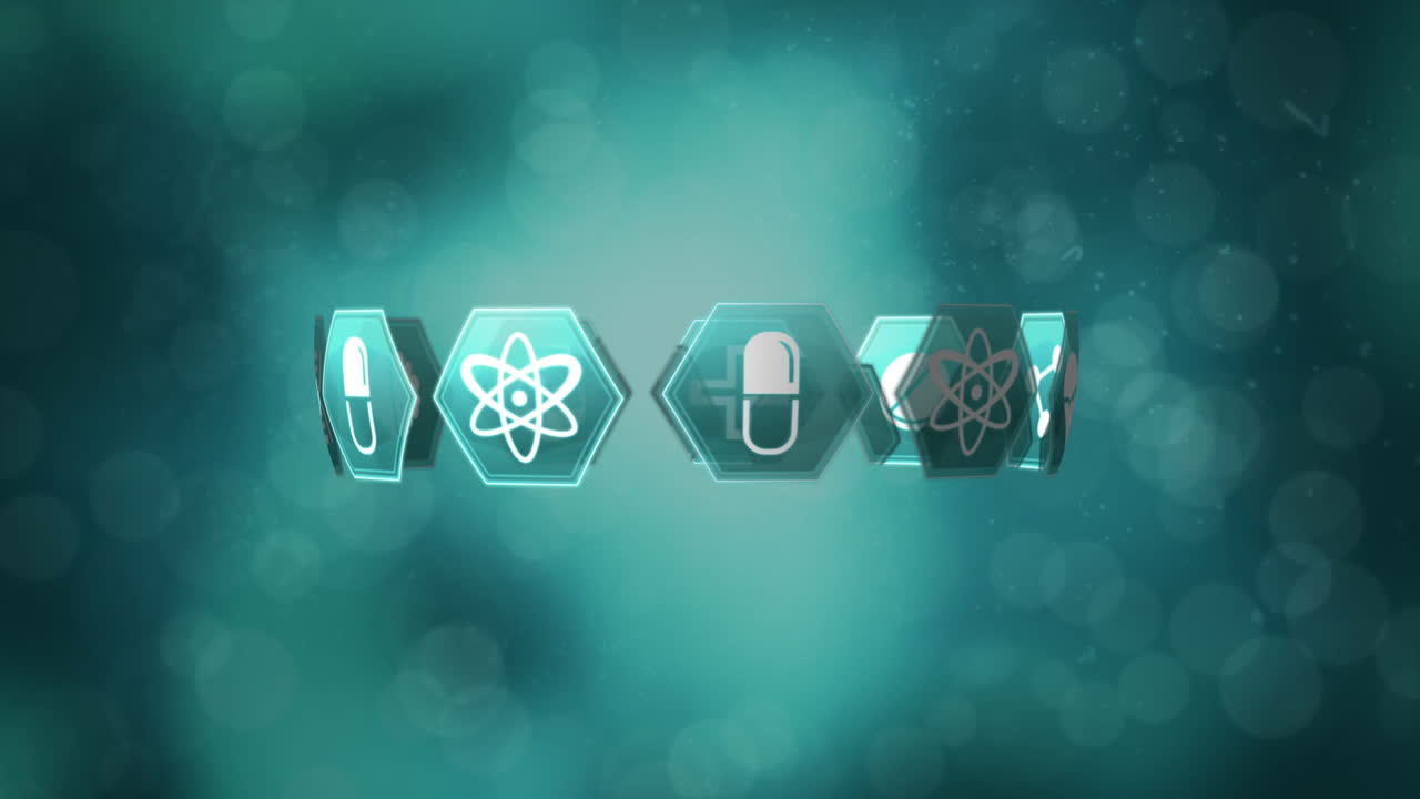 ícones médicos e luzes bokeh