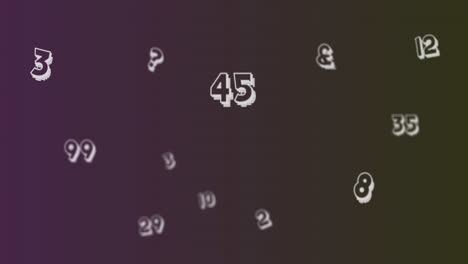 Digital animation of geometrical equipment against changing numbers and alphabets on purple backgrou