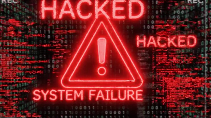 Warning Notification Sign Illuminated in Red Indicates a System Breach Alert in a Digital Environment Filled with Binary Code