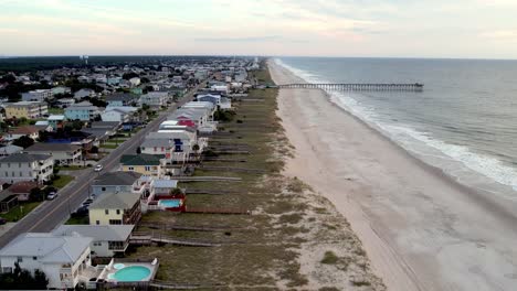 High-aerial-over-the-dunes-at-kure-beach-nc,-north-carolina