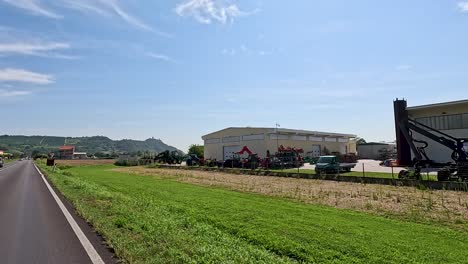 tractors and machinery near piedmont, italy road