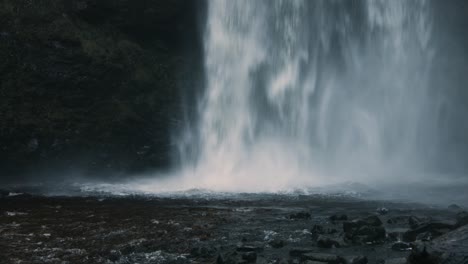 huge waterfall with mossy cliff edges and rocks in wales uk 4k