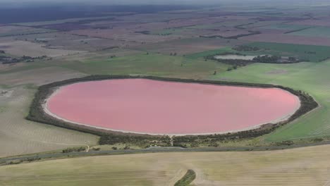 imágenes de aviones no tripulados de un lago rosa en el sur de australia