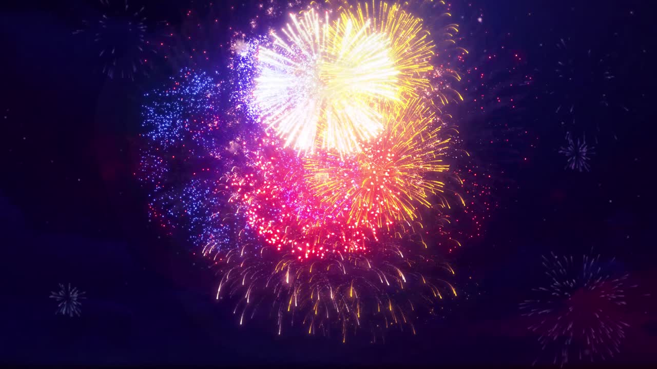 17 multicolor multiple shape explosion display sky night seamless loop background for birthday