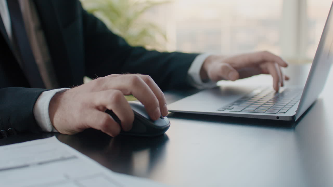 Businessman working on a laptop